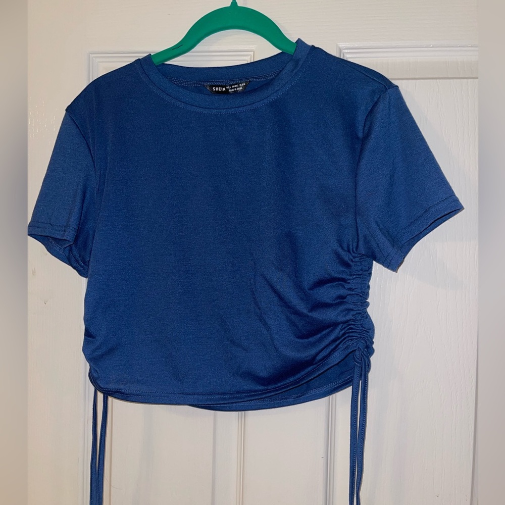 Women’s blue crop top from Shein! Size Large. Never worn!